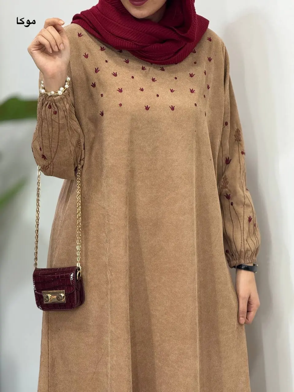 پیراهن مانتویی گلدوزی گندم